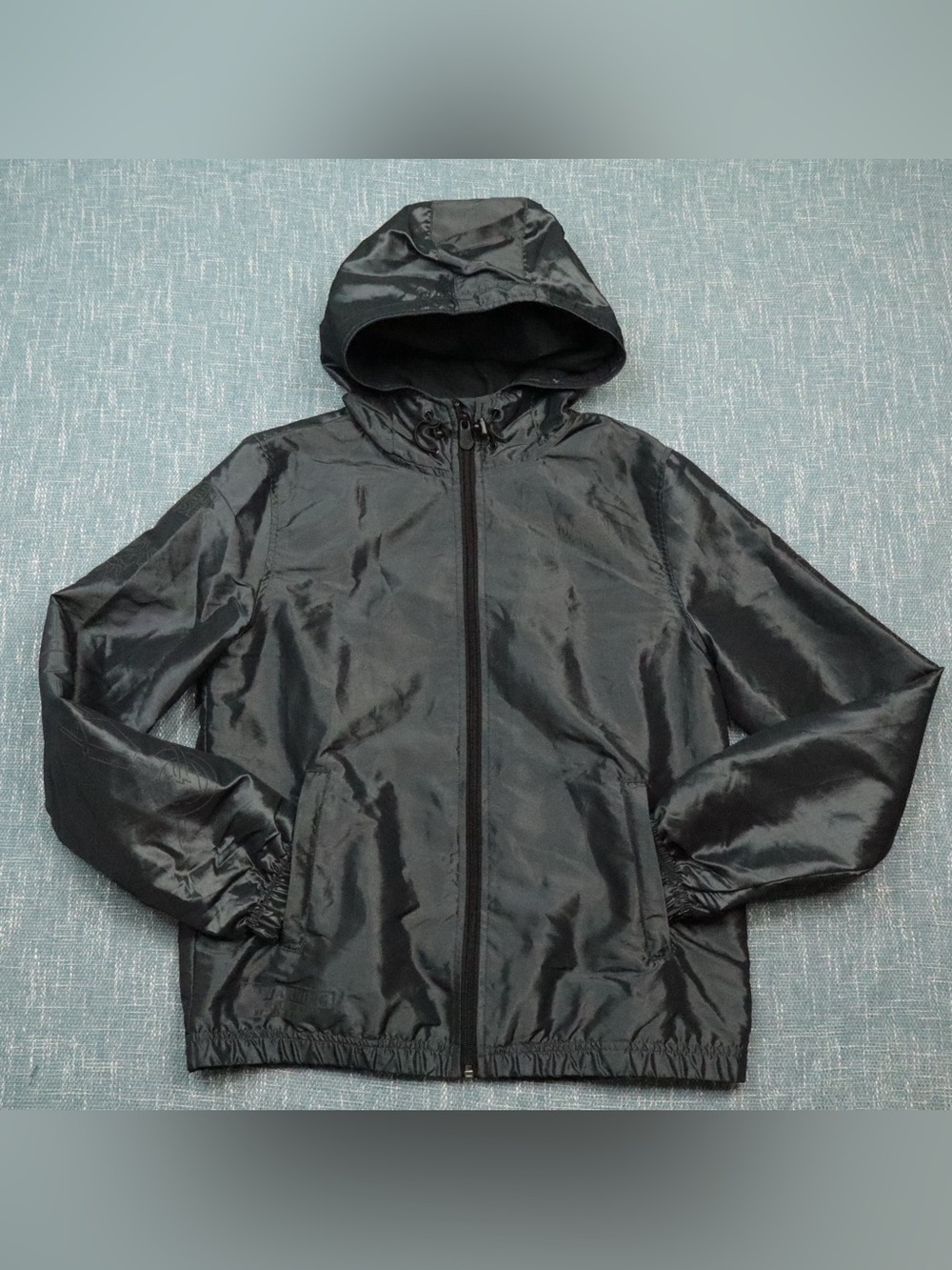 Broken Promises Reflective Jacket Mens Small Gray Full Zip Hooded Windbreaker